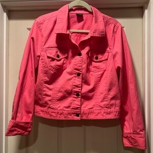 Faded Glory - pink/coral denim jacket. No pockets. SZ XL